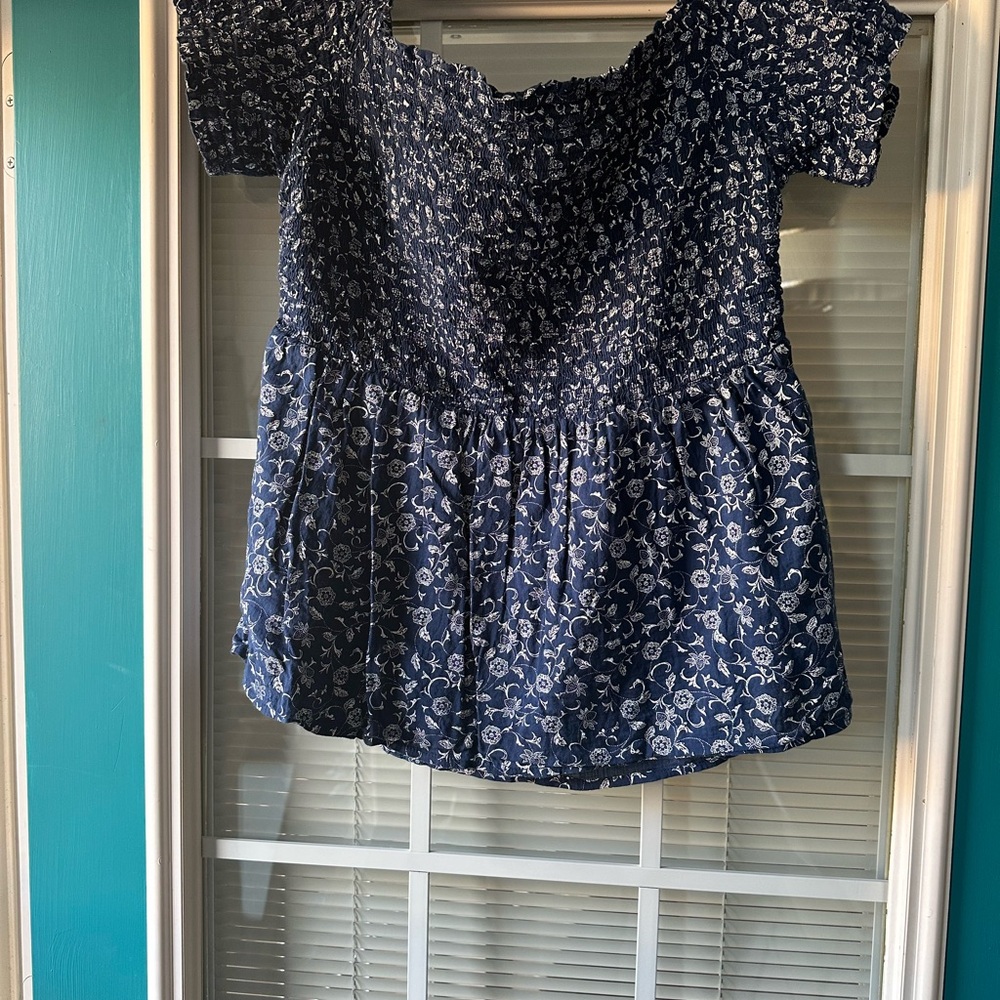 Floral Navy Blue Women's Top